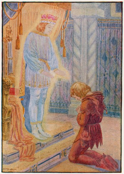 Robert sank på knæ (farve litho) af Patten Wilson