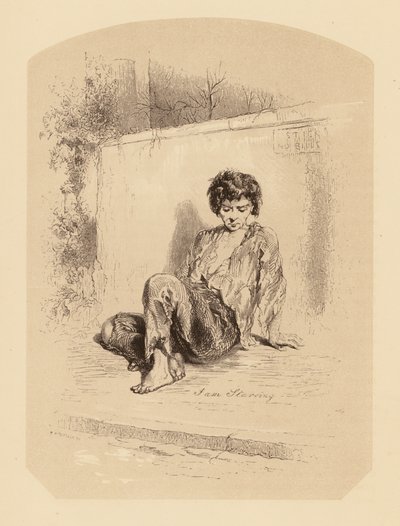 Gavarni i London: The Street Beggar (litografi) af Paul (after) Gavarni