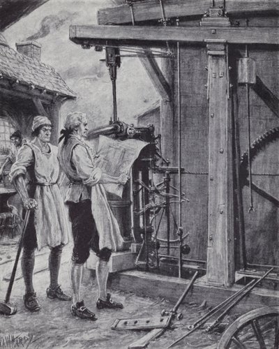 James Watt på arbejde på dampmaskinen af Paul (after) Hardy