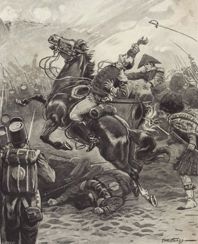 Edward Pakenhams død i slaget ved New Orleans (litho) af Paul (after) Hardy