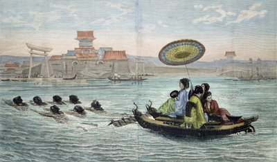 Den japanske bark (farvet litho) af Paul (after) Lenoir