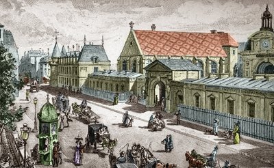 Vue du Conservatoire des Arts et metiers (Cnam) a Paris, rue saint Martin a Paris - (Udsigt over konservatoriet for kunst og kunsthåndværk i Paris) Graveret af Alexis Martin af Paul (after) Merwart