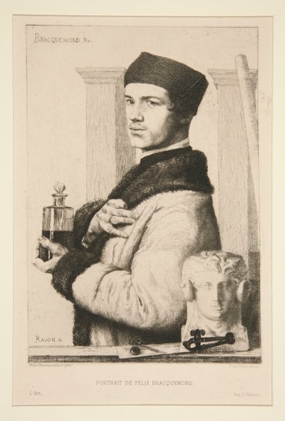 Portræt af Felix Bracquemond af Paul Adolphe Rajon
