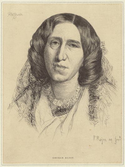 Portræt af George Eliot af Paul Adolphe Rajon