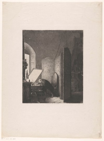 Rembrandt ætser i sit atelier Rembrandt dansesøn studie af Paul Adolphe Rajon