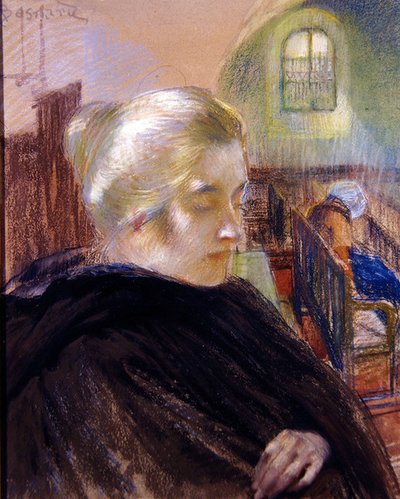 Portræt af Madame Besnard (pastel på papir) af Paul Albert (attr. to) Besnard