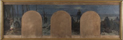 Skitse til kabinettet for præfekten af Hôtel de Ville: Eksternt forsvar under belejringen af Paris i 1870 af Paul Albert Baudouin