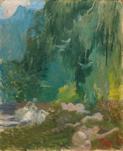 The Siesta, ca. 1890-1920 (olie på plade) af Paul Albert Besnard