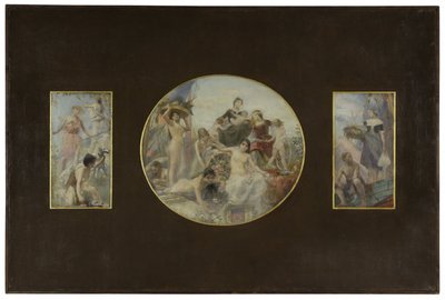 Skitse til spisesalen i Hôtel de Ville de Paris: La Chasse. L
