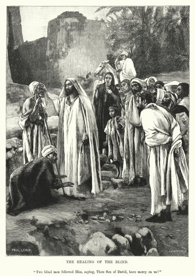 The Healing of the Blind (gravering) af Paul Alexander Alfred Leroy