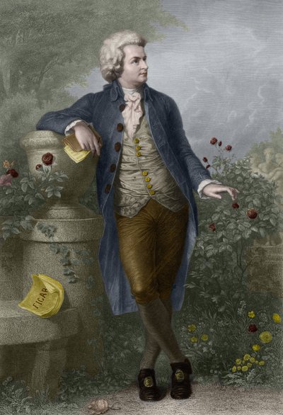 Portræt af Wolfgang Amadeus Mozart (1756-1791) i Salzburg. Stik af Paul Barfus (1823-1895). af Paul Barfus