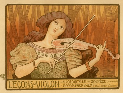 Plakat til violinundervisning, 1898 af Paul Berthon