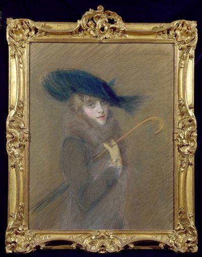 Elegant Lady (pastel på papir) af Paul Cesar Helleu