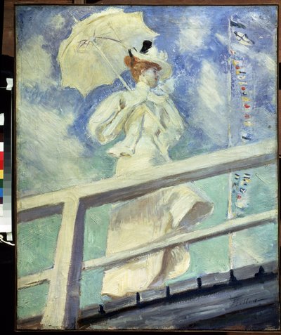 Kvinde i hvidt. Maleri af Paul Cesar Helleu (1859-1927). Olie på lærred impressionisme. Mål: 82x66 cm. Pushkin Museum, Moskva af Paul Cesar Helleu