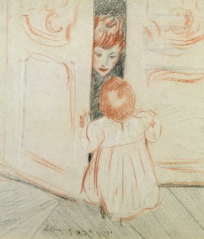 Hide and Seek (farveblyant på papir) af Paul Cesar Helleu