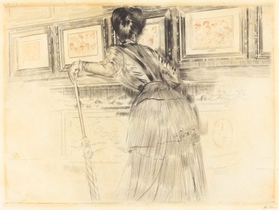 Foran Watteaus i Louvre af Paul Cesar Helleu