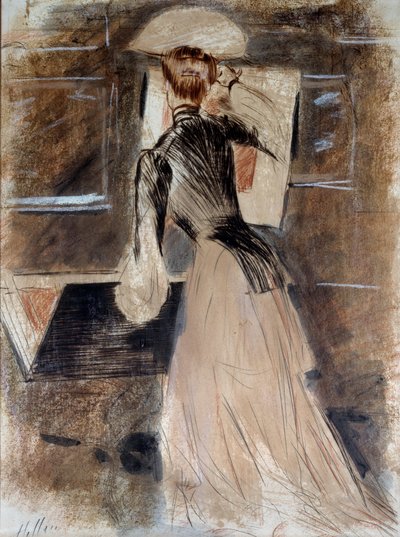 Portræt i fuld længde af Madeleine Carlier. Paul Helleu (1859-1927), 20. århundrede. Bayonne, Bonnat Museum af Paul Cesar Helleu