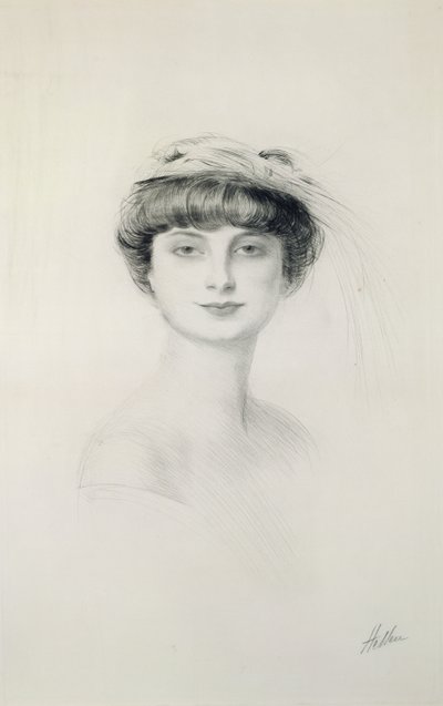 Portræt af Anna de Noailles (1876-1933) (tørpunkt på papir) af Paul Cesar Helleu