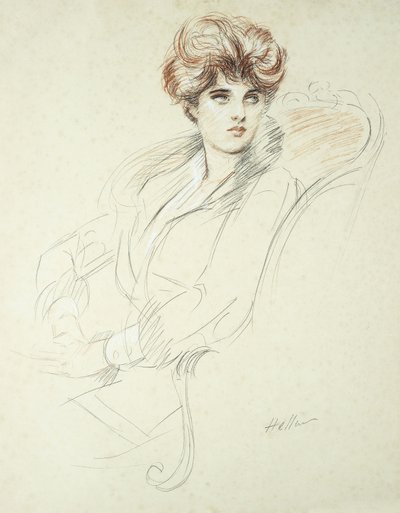 Portræt af en kvinde, siddende, af Paul Cesar Helleu
