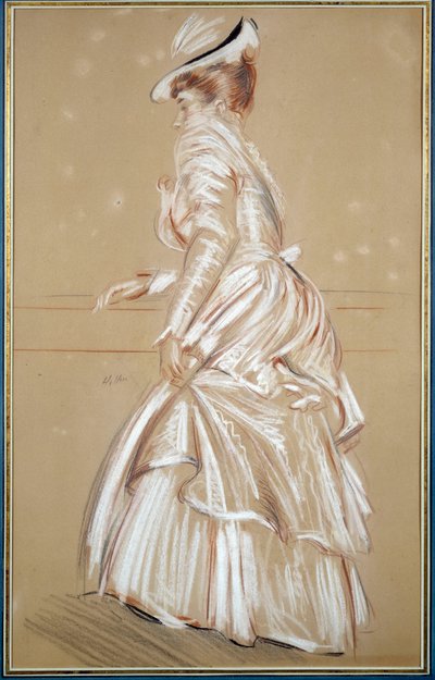 Portræt af en kvinde i hvidt. Tegning af Paul Helleu (1859 - 1927), 20. århundrede. Bayonne, Musée Bonnat af Paul Cesar Helleu