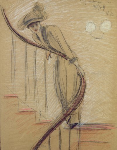 Trappen (kridt på papir) af Paul Cesar Helleu