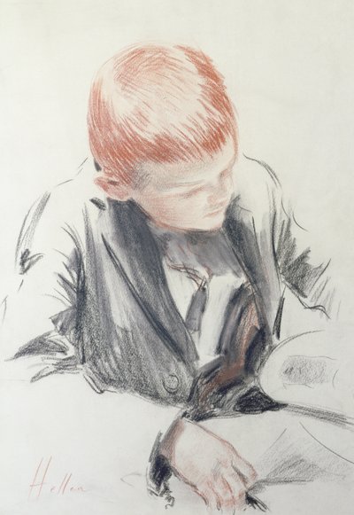 Den unge kender (rød og sort kridt på papir) af Paul Cesar Helleu