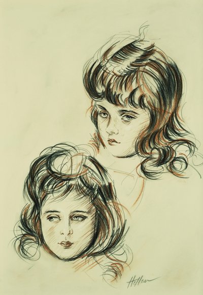 To studier af Ellen, kunstnerens datter, af Paul Cesar Helleu