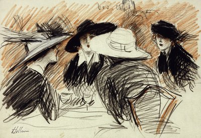 Vos Chapeux: Ladies at the Ritz, New York, 1913 af Paul Cesar Helleu