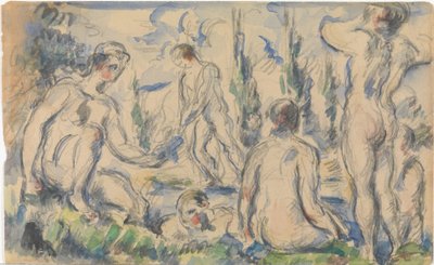 Badende (forside); Landskab (bagside) af Paul Cézanne