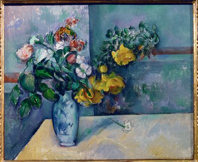 Blomster i en vase (olie på lærred) af Paul Cezanne