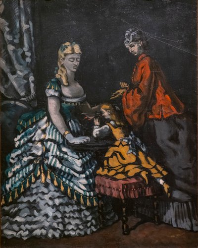 Interiør med to kvinder og et barn af Paul Cézanne