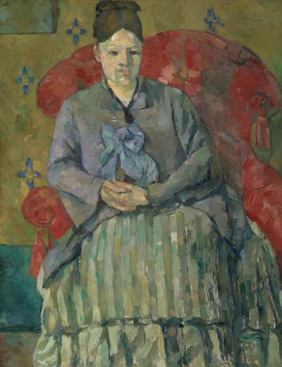 Madame Cézanne i en rød lænestol af Paul Cézanne