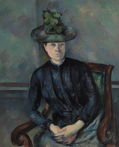 Madame Cézanne med grøn hat af Paul Cézanne