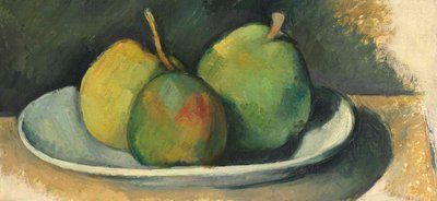 Pærer på en hvid plade (olie på lærred) af Paul Cézanne