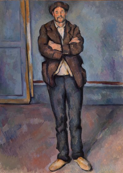 Bonde stående med armene over kors af Paul Cézanne