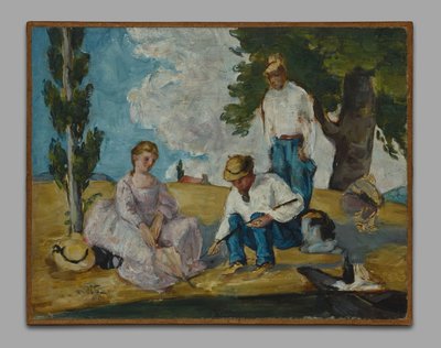 Picnic på en flodbred af Paul Cézanne