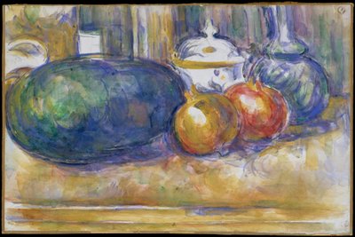 Stilleben med vandmelon og granatæbler 1900-06 (w/c over grafit på lagt papir) af Paul Cézanne