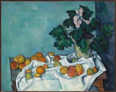 Stilleben med æbler og en potte kodriver af Paul Cézanne