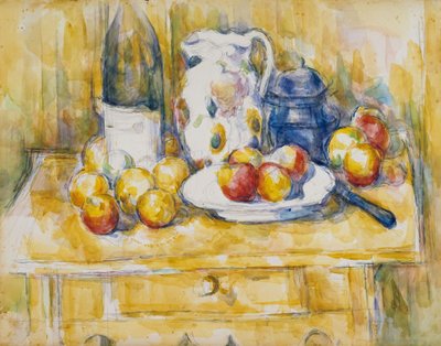 Stilleben med æbler på en skænk af Paul Cézanne