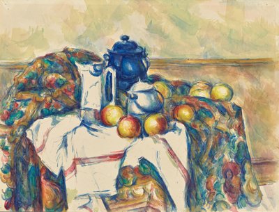 Stilleben med blå krukke af Paul Cézanne