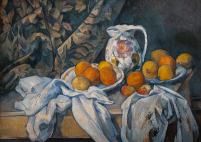 Stilleben med et gardin af Paul Cézanne
