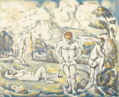 De badende (stor tallerken) af Paul Cézanne
