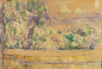 Udsigt taget i studiet i Lauves (akvarel over blyant på papir) af Paul Cézanne
