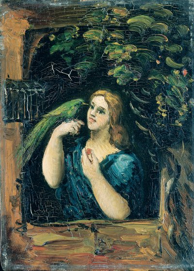 Kvinde med en papegøje af Paul Cézanne