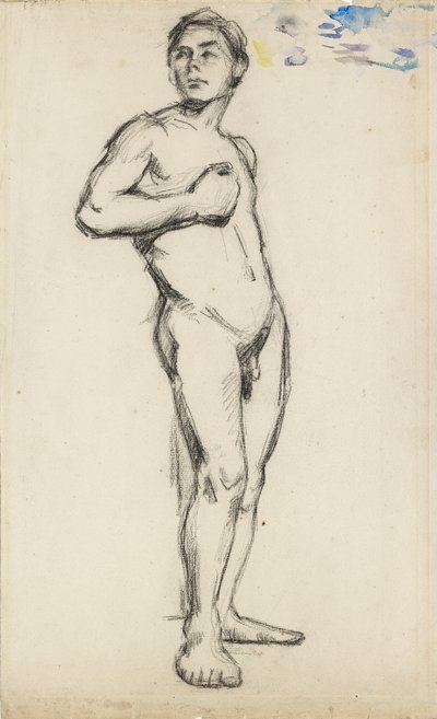 Akademisk undersøgelse af en nøgen mand med højre hånd knyttet hen over brystet, 1865 af Paul Cézanne