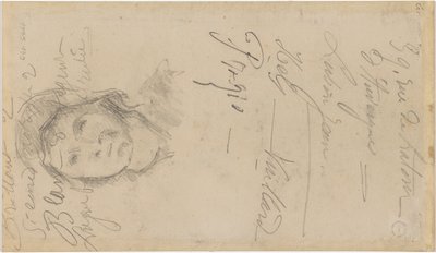 Cézanne - FWN 3005-52b, Efter Louis Le Nain, Kvinde med kyse, 1884-87 af Paul Cézanne