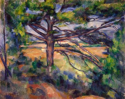 Stort fyrretræ og rød jord af Paul Cézanne