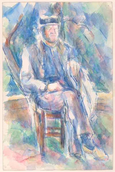 Mand iført stråhat af Paul Cézanne