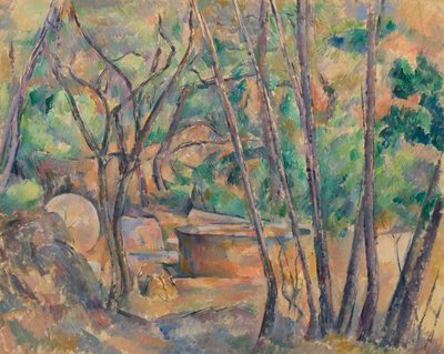 Møllesten og Cisterne under Træer af Paul Cézanne