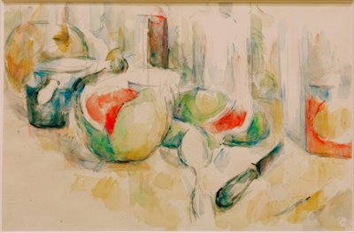 Stilleben med hakket vandmelon af Paul Cézanne